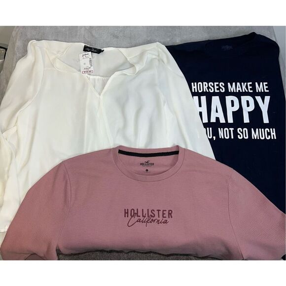 Women’s LOT OF 3 Tops Hollister Blouses LARGE - Picture 1 of 6